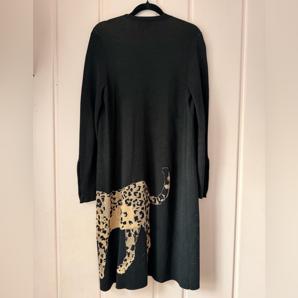 Chico's Black and Tan Leopard Cardigan SzM - Picture 3 of 6